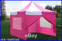 10' x 10' Pop Up Canopy Party Tent Gazebo EZ Pink White E Model