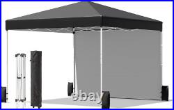 10' x 10' Pop Up Canopy Tent with 1 Sidewall, Portable Shelter Gazebo, Black