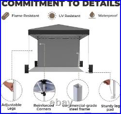 10' x 10' Pop Up Canopy Tent with 1 Sidewall, Portable Shelter Gazebo, Black