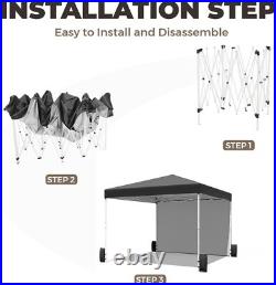 10' x 10' Pop Up Canopy Tent with 1 Sidewall, Portable Shelter Gazebo, Black