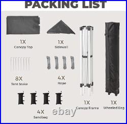 10' x 10' Pop Up Canopy Tent with 1 Sidewall, Portable Shelter Gazebo, Black