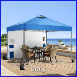 10' x 10' Pop Up Canopy Tent with Sidewall and 6 Pockets Patio Beach Party Tent