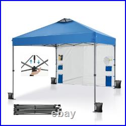 10' x 10' Pop Up Canopy Tent with Sidewall and 6 Pockets Patio Beach Party Tent