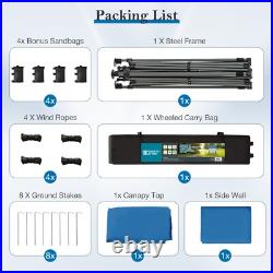 10' x 10' Pop Up Canopy Tent with Sidewall and 6 Pockets Patio Beach Party Tent