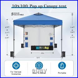 10' x 10' Pop Up Canopy Tent with Sidewall and 6 Pockets Patio Beach Party Tent