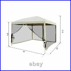 10 x 10 ft Pop Up Gazebo Outdoor Garden Screen Room Canopy Tent with Mesh Walls