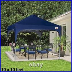 10 x 10 ft Pop Up Steel Gazebo Canopy Tent Navy Blue Sun Shade Shelter with Bag
