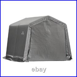 10' x 10' x 8' Gray Fabric Carport Shelter Steel Frame Portable Storage Shed