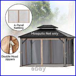 10' x 12' Gazebo Mosquito Netting Replacement Universal 4-Panel Sidewalls