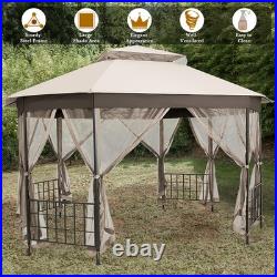 10' x 12' Octagonal Patio Gazebo Canopy Shelter Double Top WithNetting Sidewalls