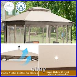 10' x 12' Octagonal Patio Gazebo Canopy Shelter Double Top WithNetting Sidewalls