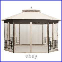 10' x 12' Octagonal Patio Gazebo Canopy Shelter Double Top WithNetting Sidewalls