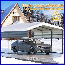 10' x 15' Gray Outdoor Carport Heavy Duty Metal Canopy Car Shelter with Sidewall