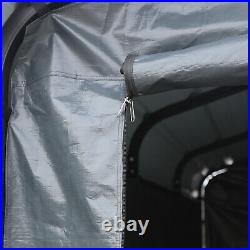 10' x 15' Gray Outdoor Carport Heavy Duty Metal Canopy Car Shelter with Sidewall