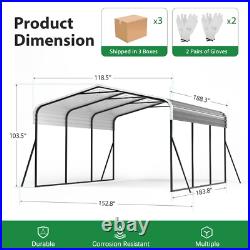 10' x 15' Metal Carport Heavy Duty Carport Canopy with Galvanized Steel Roof