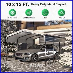 10' x 15' Metal Carport Heavy Duty Carport Canopy with Galvanized Steel Roof