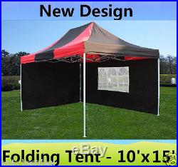 10' x 15' Pop Up Canopy Party Tent Gazebo EZ Black Red E Model