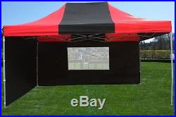 10' x 15' Pop Up Canopy Party Tent Gazebo EZ Black Red E Model