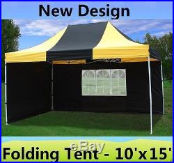 10' x 15' Pop Up Canopy Party Tent Gazebo EZ Black Yellow E Model