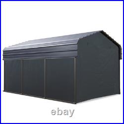 10 x 15 ft Outdoor Carport Metal Carport Canopy Heavy Duty Carport with Sidewall