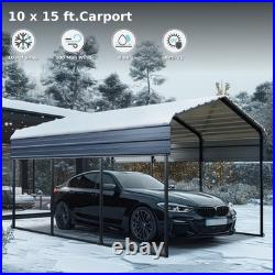 10 x 15 ft Outdoor Carport Metal Carport Canopy Heavy Duty Carport with Sidewall