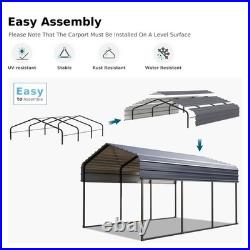 10 x 15 ft Outdoor Carport Metal Carport Canopy Heavy Duty Carport with Sidewall
