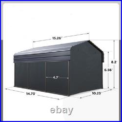 10 x 15 ft Outdoor Carport Metal Carport Canopy Heavy Duty Carport with Sidewall