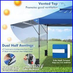 10 x 17.6' Outdoor Pop-up Canopy Tent Heavy Duty Foldable withDual Half Awnings