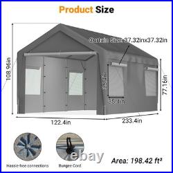 10' x 20' Carport Car Canopy Garage with Removable Sidewalls & Roll-up Windows