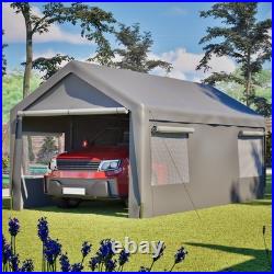 10' x 20' Carport Car Canopy Garage with Removable Sidewalls & Roll-up Windows