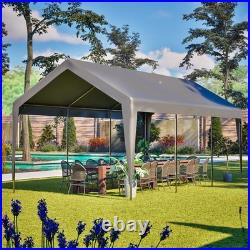 10' x 20' Carport Car Canopy Garage with Removable Sidewalls & Roll-up Windows