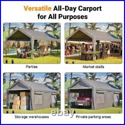 10' x 20' Carport Car Canopy Garage with Removable Sidewalls & Roll-up Windows