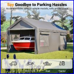 10' x 20' Carport Car Canopy Garage with Removable Sidewalls & Roll-up Windows