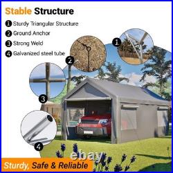 10' x 20' Carport Car Canopy Garage with Removable Sidewalls & Roll-up Windows