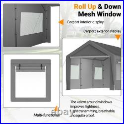 10' x 20' Carport Car Canopy Garage with Removable Sidewalls & Roll-up Windows