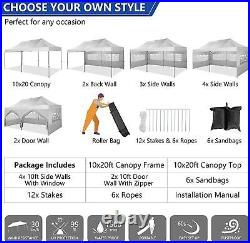 10' x 20' EZ Pop UP Canopy Waterproof Wedding Gazebo Heavy Duty Instant Tent/