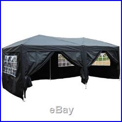 10'x 20' EZ Pop UP Wedding Party Tent Gazebo Canopy withCarry Bag Black