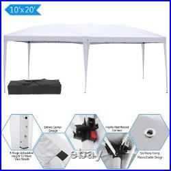 10' x 20' Ez Pop Up Gazebo Wedding Supply Sunshade Garden Canopy Tent White +Bag