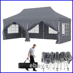 10 x 20 FT Canopy with 6 Detachable Sidewalls Carrying Bag Outdoor Event Gray