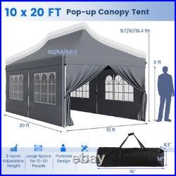 10 x 20 FT Canopy with 6 Detachable Sidewalls Carrying Bag Outdoor Event Gray