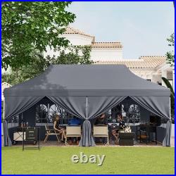 10 x 20 FT Canopy with 6 Detachable Sidewalls Carrying Bag Outdoor Event Gray