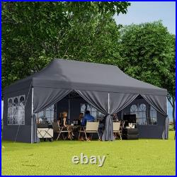 10 x 20 FT Canopy with 6 Detachable Sidewalls Carrying Bag Outdoor Event Gray
