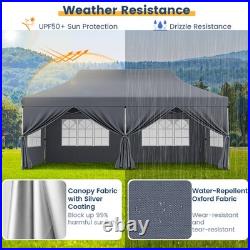 10 x 20 FT Canopy with 6 Detachable Sidewalls Carrying Bag Outdoor Event Gray