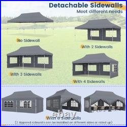 10 x 20 FT Canopy with 6 Detachable Sidewalls Carrying Bag Outdoor Event Gray