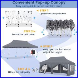 10 x 20 FT Canopy with 6 Detachable Sidewalls Carrying Bag Outdoor Event Gray