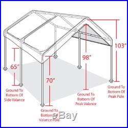 10 x 20 FT Carport Heavy Duty Canopy Tent Steel Caravan Car Shelter 6 leg White