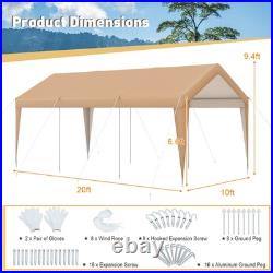 10 x 20 FT Patio Carport Garage SUV Tent Canopy Shelter with Steel Frame Outdoor