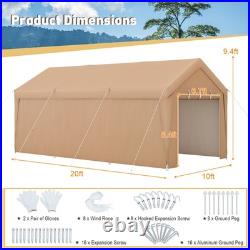 10 x 20 FT Patio Carport Garage Tent with Removable Sidewall Roll-up Zippered Door 10 x 20 FT Patio Carport Garage Tent with Removable Sidewall Roll-up Zippered Door