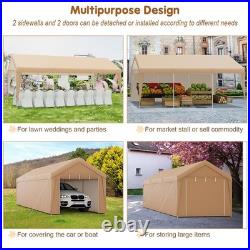 10 x 20 FT Patio Carport Garage Tent with Removable Sidewall Roll-up Zippered Door