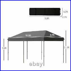10' x 20' Heavy Duty Cathedral Top Pop-Up Canopy Tent with Carrying Bag, Grey